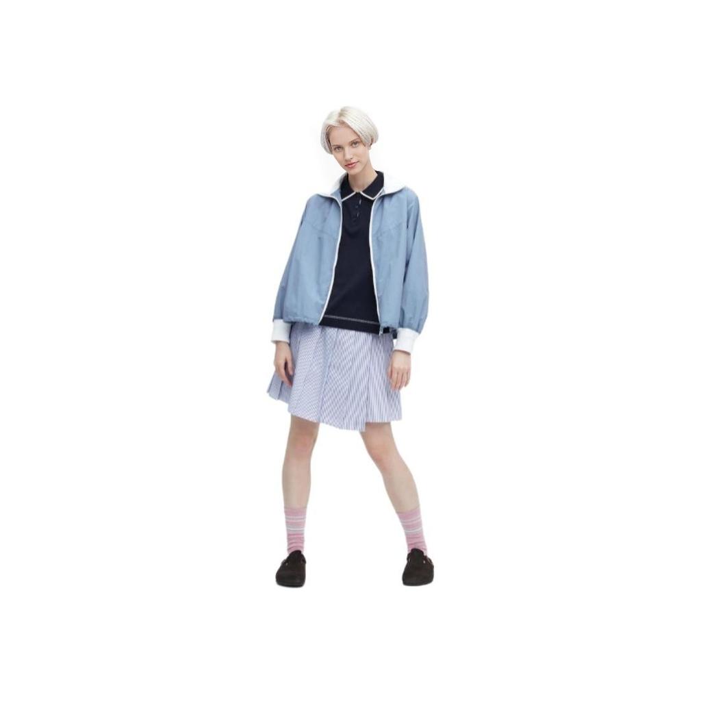 Uniqlo X JW Anderson Коллаборация Весна-Лето 2023 Серия Весна-Лето Повседневная Свободная Дизайн Цветовые Блоки Спортивная Ребристая Куртка с Длинным Рукавом Женские куртки 458639-61