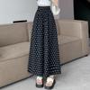 Женские брюки-юбки с высокой талией и широкими штанинами в горошек 2024 года — корейский стиль, лето, длина девять точек