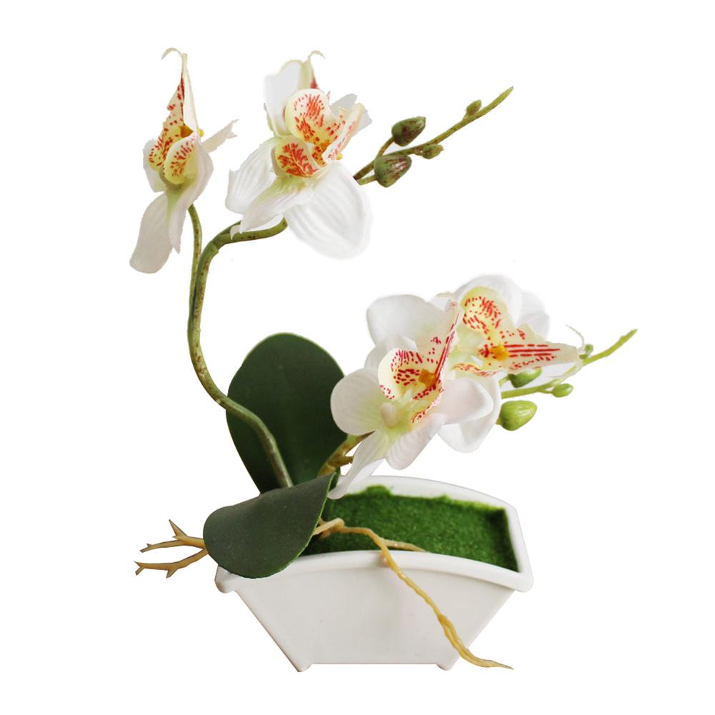Artificial Butterfly Orchid Flower Phalaenopsis Home Office Decor with Flowerpot