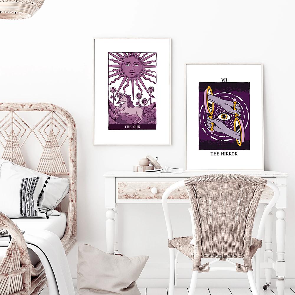 Плакат и печать карты Таро «Инопланетное солнце» Vinatge Moon Cat Canvas Painting Abstract Pictures Kids Room Home Decor