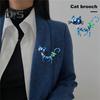 Adorable Cat Shape Brooch Colorful Enamel Faux Pearl Rhinestone Pin Suit Lapel Badge Casual Accessories