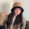 Новая осенне-зимняя новая женская шляпа-рыбачка, универсальная теплая шляпа-ведро, вязаная повседневная шляпа в корейском стиле, плюшевая модная утолщенная