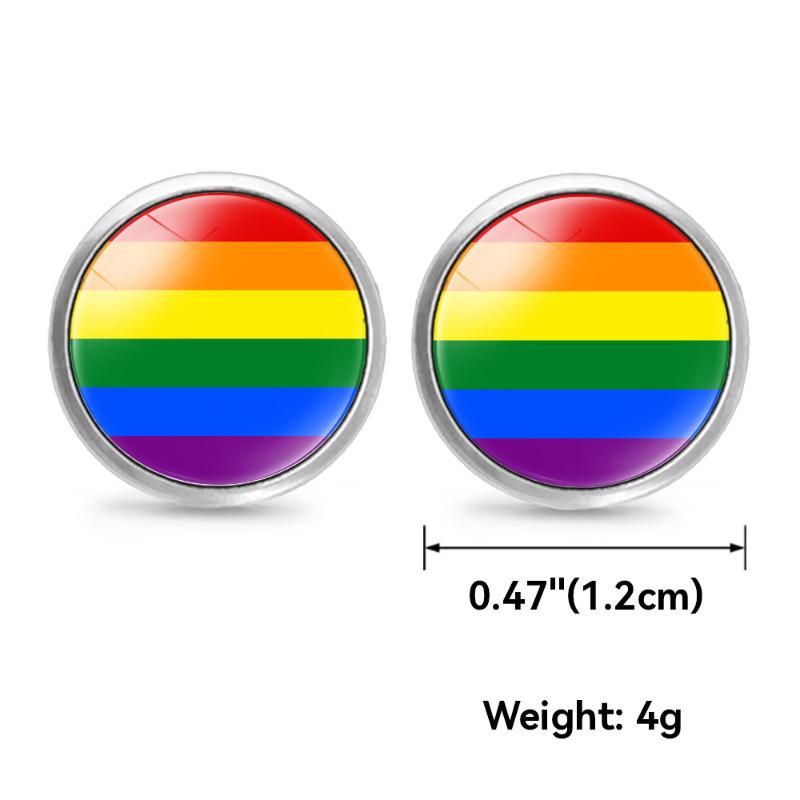 Элегантные металлические серьги-пусеты на тему радужного флага Простой и стильный дизайн 2022