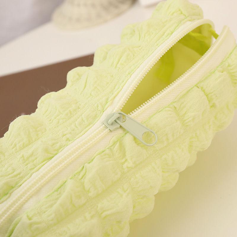 Пенал Cream Puff Niche Высокая эстетическая ценность Однотонный цвет Большая вместительная сумка для хранения Трехмерная сетчатая сумка для канцелярских принадлежностей