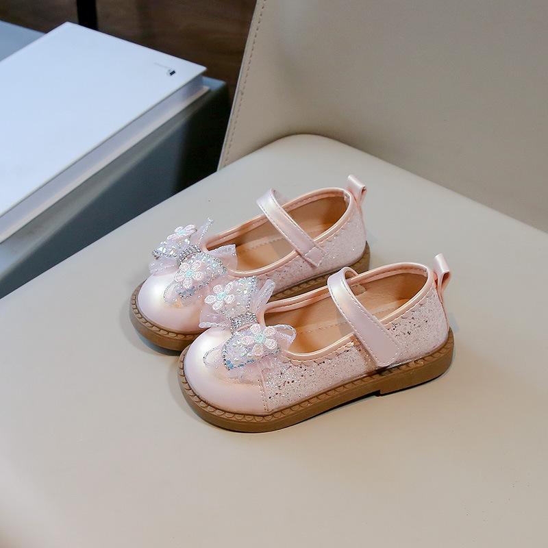 Кожаные туфли для маленьких девочек, новые осенние блестящие детские туфли для принцесс, милые модные детские повседневные элегантные туфли с бантом на плоской подошве, мягкие