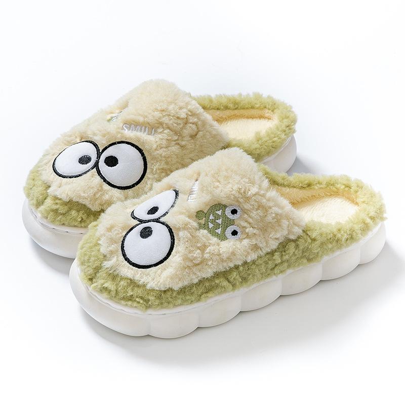 Bow Head Cotton Slippers Home Warm Cotton Drag Autumn and Winter Couple Fashion Plush Cotton Slippers