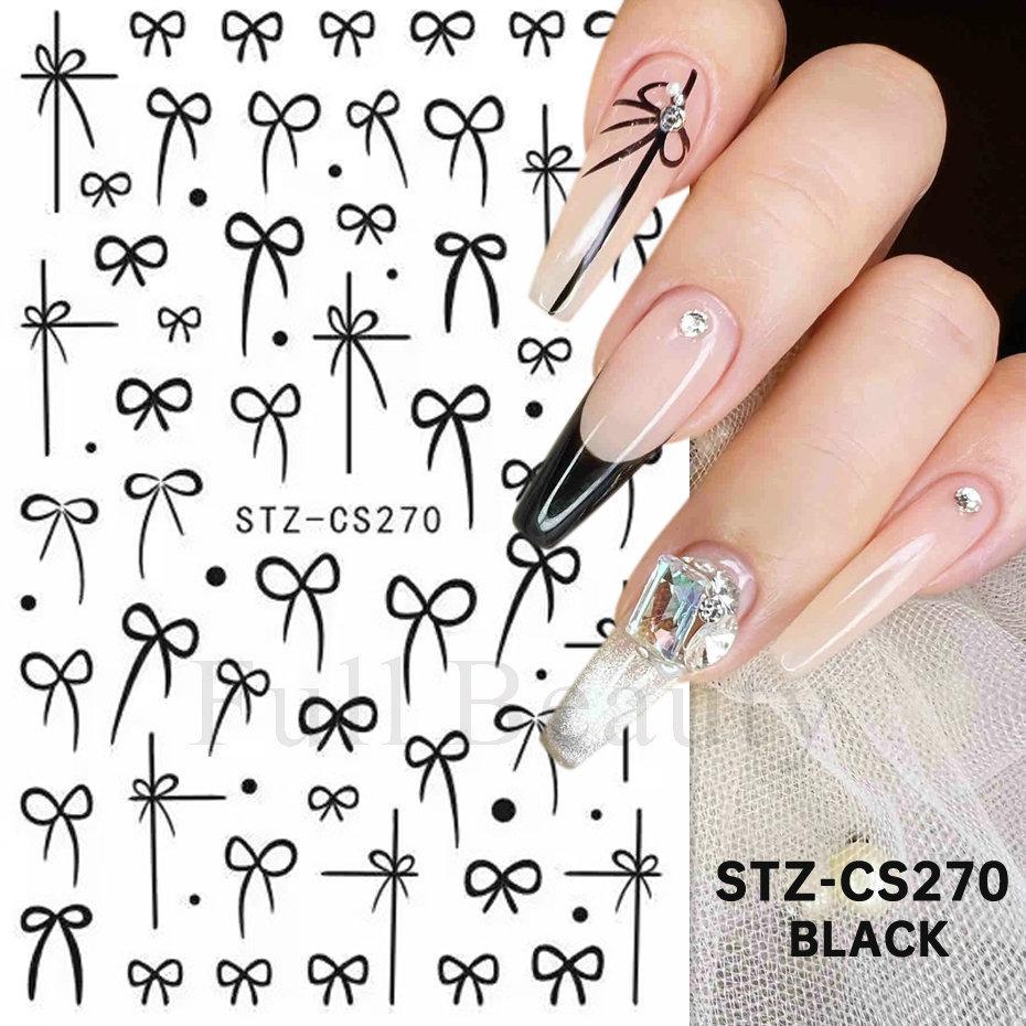 Nail Art Stickers Ins Valentine's Day Black Spades Love Line French Smile Adhesive Nail Stickers