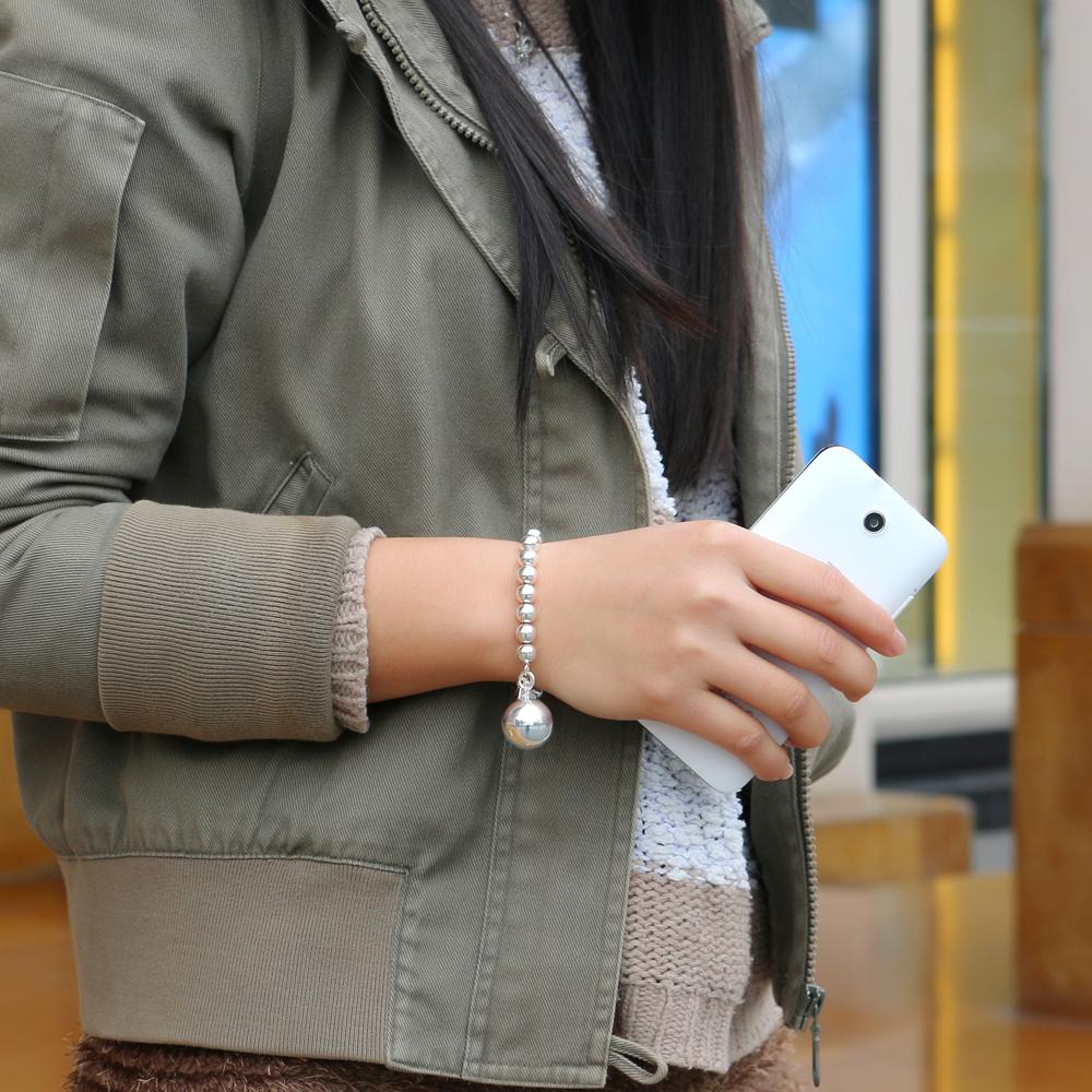 Женский браслет из стерлингового серебра 925 пробы, этнический браслет с подвеской «Бал», серебряные украшения с подвесками, цепочка 20 см, чистое серебро