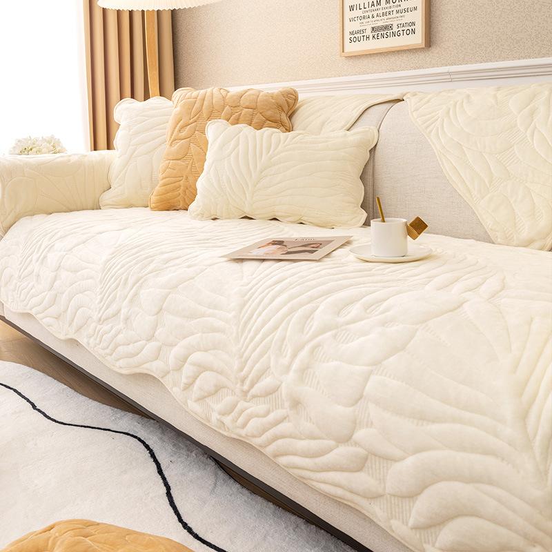 1pc Short Plush Sofa Cover, Sofa Towel Thick Non Slip Sofa Slipcover, Four Seasons General, Furniture Protector For Bedroom Office Living Room