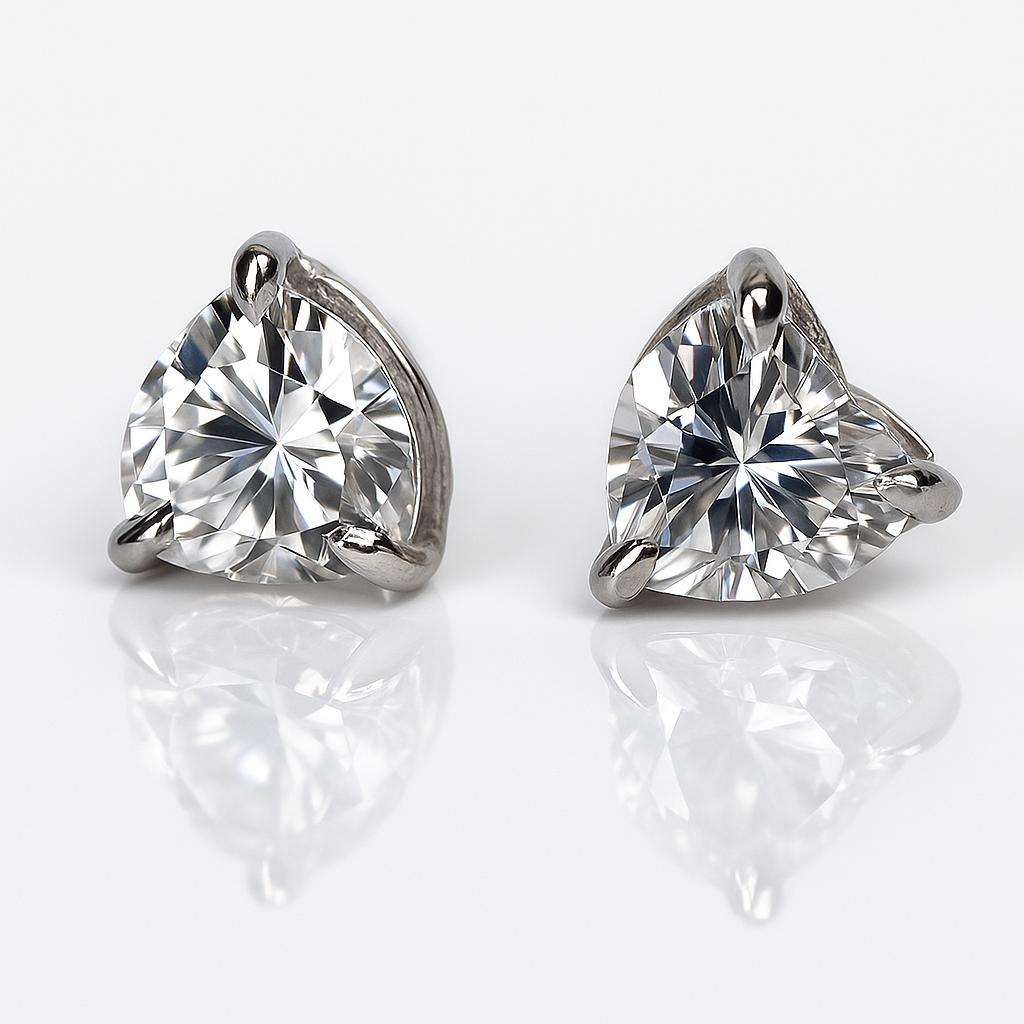 Synthetic Moissanite Earrings 925 Sterling Silver 14.7 ct Heart Pair Gemstone Jewelry Gift