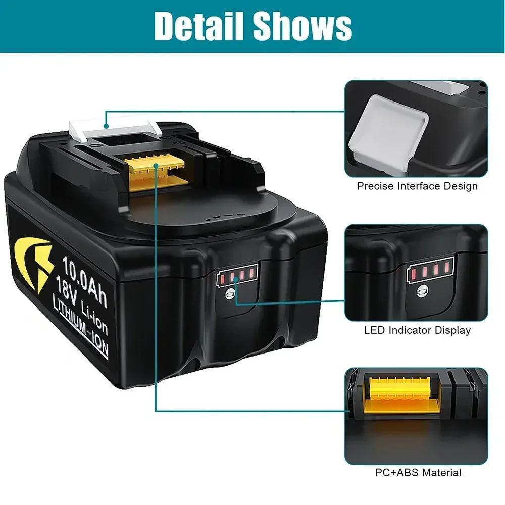 Upgraded for Makita 18V 10000mAh Battery BL1830 BL1830B BL1840 BL1850 BL1850B BL1860B BL1815 Replacement Lithium Battery