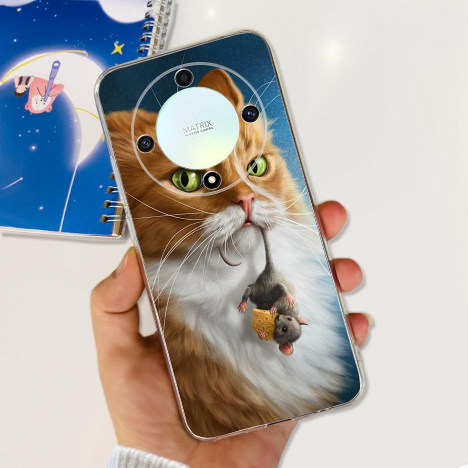 For Honor X9b 5G Case ALI-NX1 Cute Cat Butterfly Painted Cover Soft Silicone Phone Cases For Honor X9b X 9b HonorX9b Soft Fundas