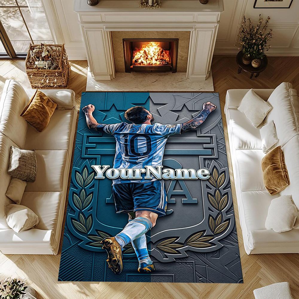 Messi 161 Customize Text Floor Mat Design for Decorate room Kitchen Balcony Hallway Anti-slip Rug Decorate Offices Perfect Gift for Women/Men