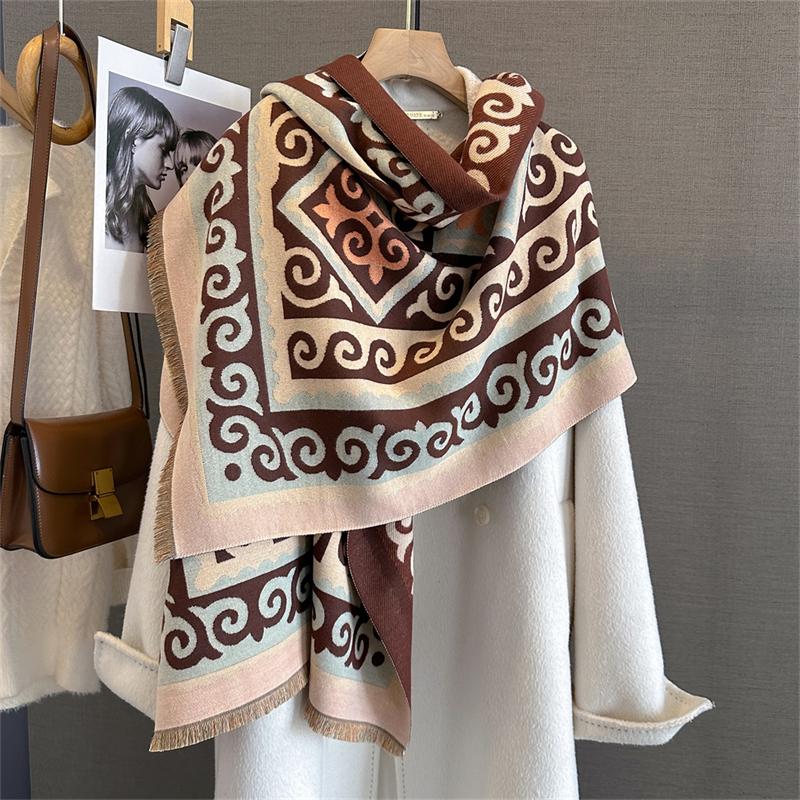 Luxury Winter Cashmere Scarf Women Design Warm Pashmina Blanket Poncho Scarves Female Shawl Wraps Thick Foulard Bufanda