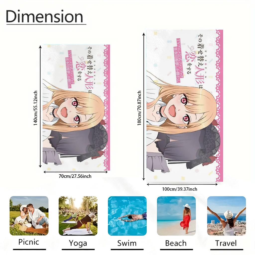 VIKAMA My Dress Up Darling Marin Kitagawa Beach Towel Quick-drying Suitable for Swimming Beach Pool Gym Summer Gift for Friends