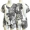 Summer European Streets Leopard Style Printed V-Neck Short Sleeved T-Shirt And Shorts Set Women's and Men's T-shirt Shorts Set