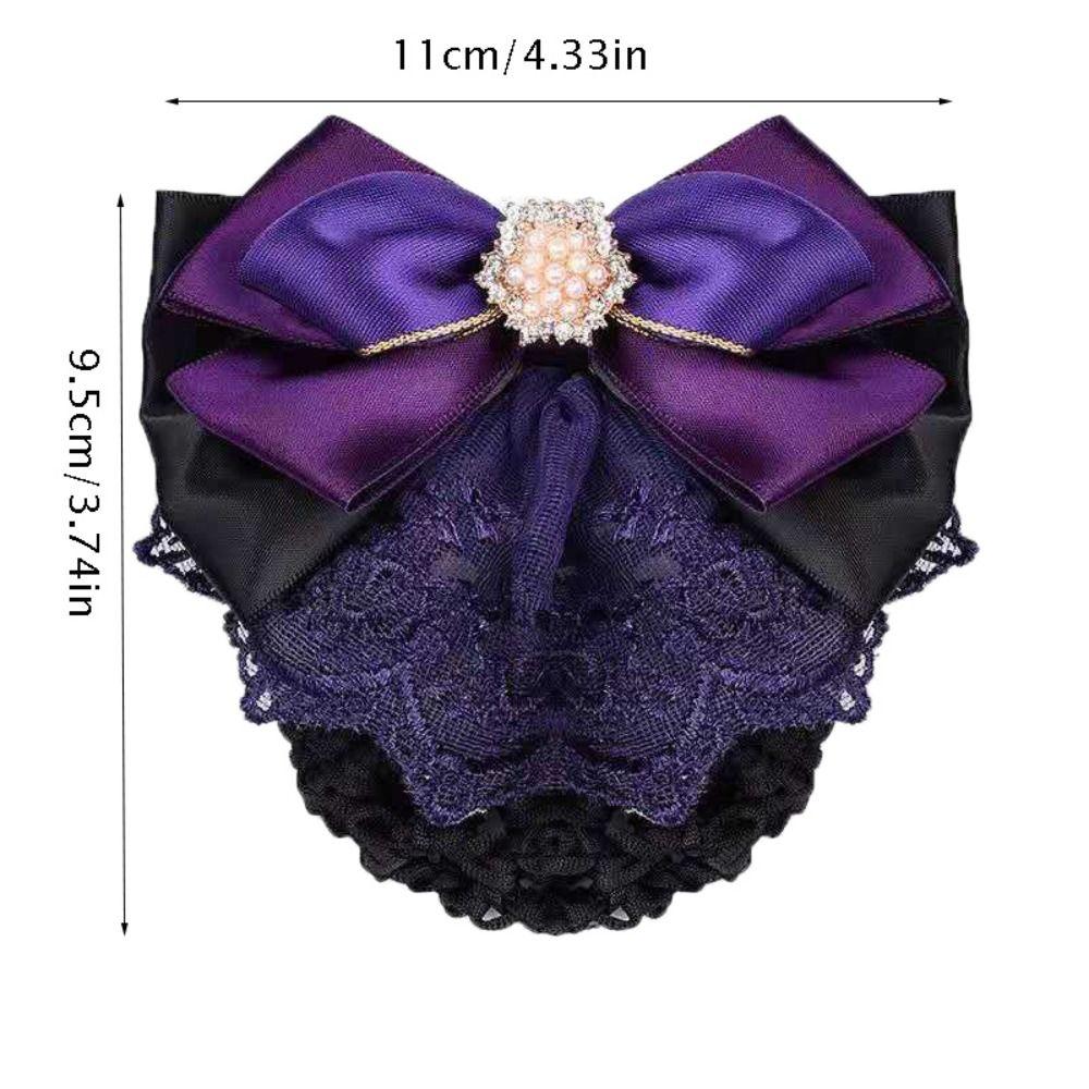 Pearl Bowknot Spring Clip Ribbon Hair Net Cover Elegant Bun Snood  Bank