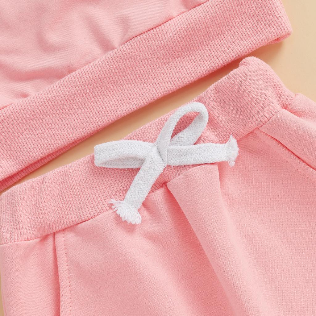 Toddler Girls Valentines Outfits Letter Embroidery Long Sleeve Sweatshirt and Elastic Pants Set Baby Cute Clothes