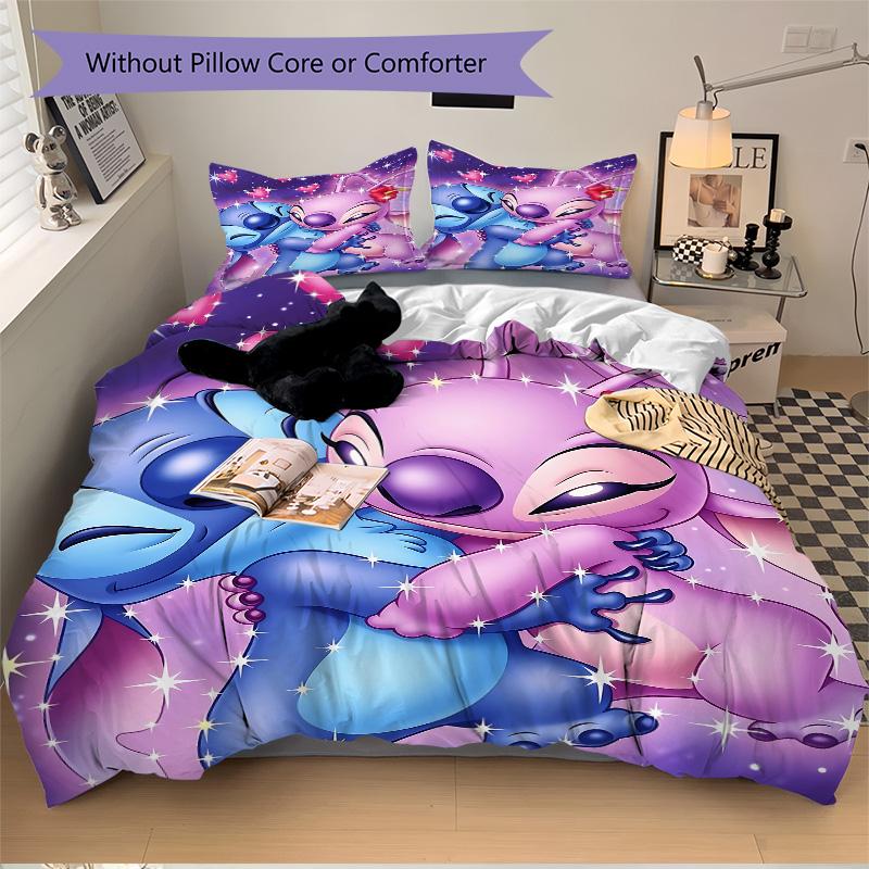 Stitch Angel Print 3Pcs Bedding Setduvet Cover With 2 Bedropillowcase Home Birthday Gift