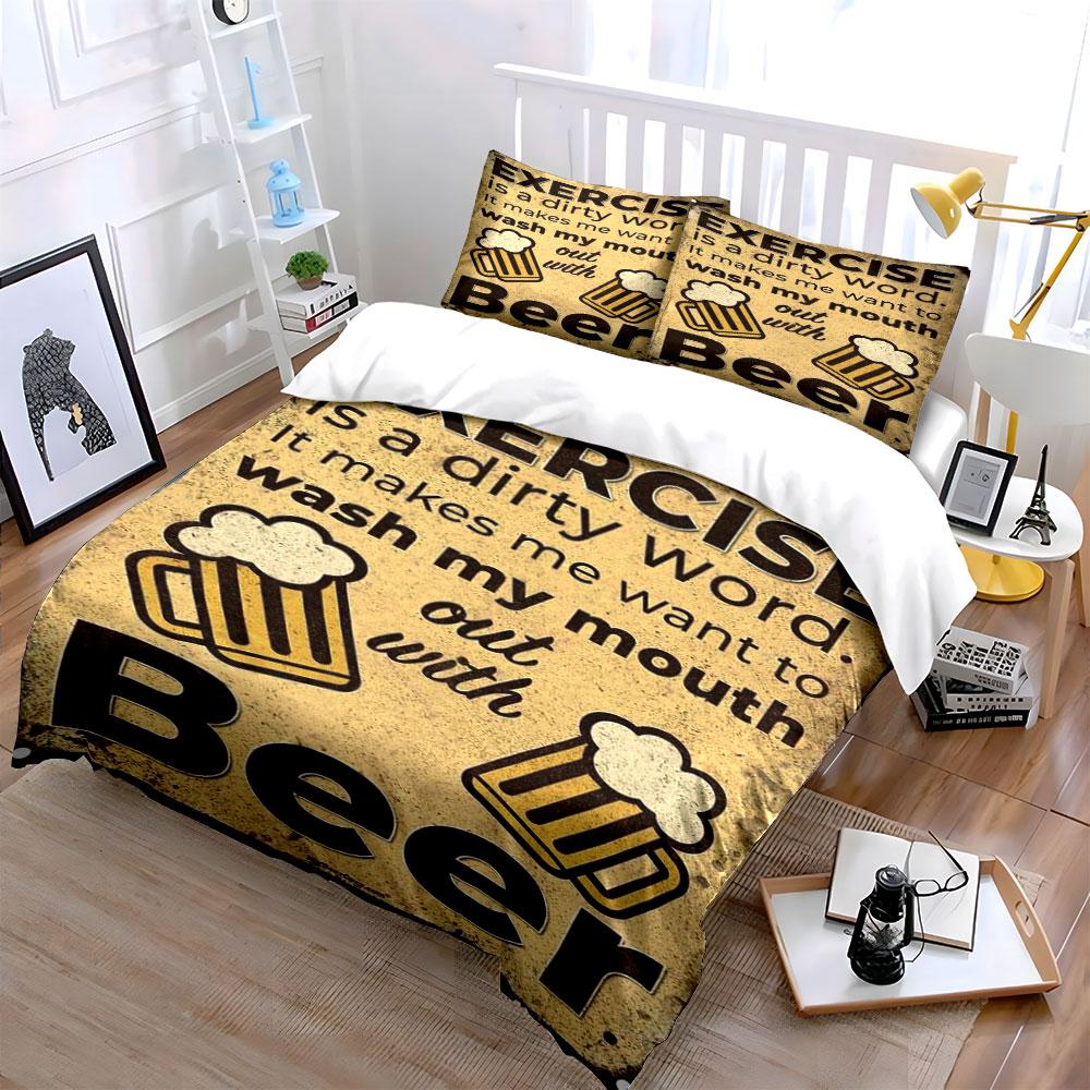 Beer mugs and text. Bedding sets Duvet cover sets Duvet covers Pillowcases(1*Duvet Cover 2*Pillowcases without duvet insert)