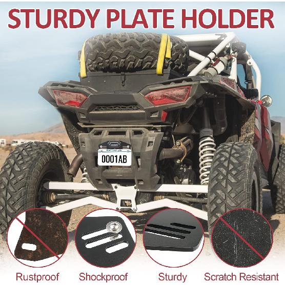 Starknightmt UTV License Plate Holder With Light, Universal Lighted License Plate Mount Bracket Compatible With Polaris Ranger RZR Can Am X3 Defender