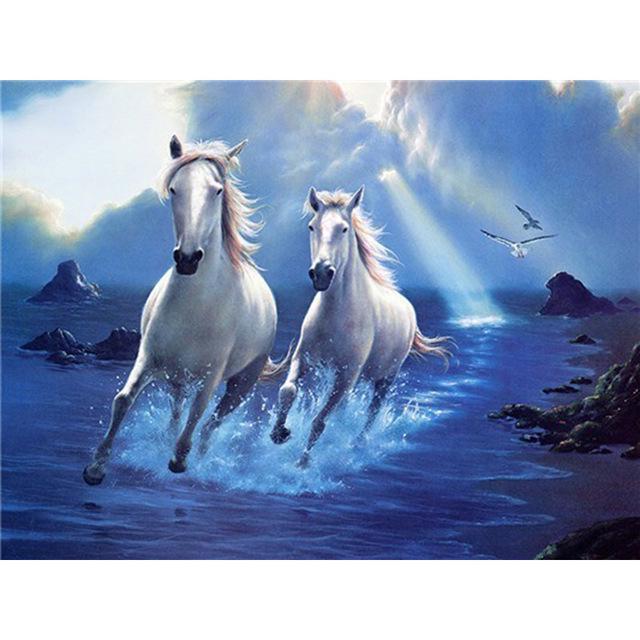 5D Diamond Painting Cross Stitch Horse Full Round Diamond Embroidery Animals Picture