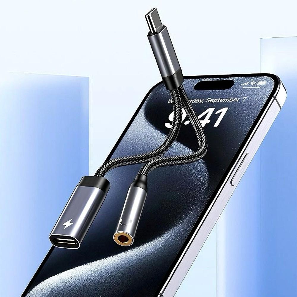 PD 60W USB C To 3.5mm Adapter Multi-Function Type-C To AUX Adapter Fast Charging