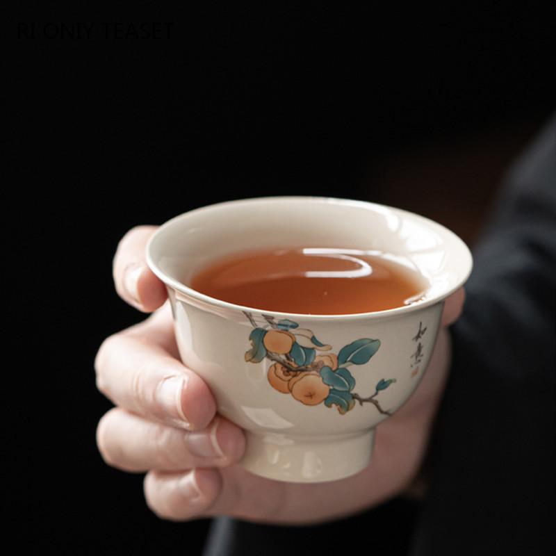1 шт. Ретро-чашка для чая ручной работы, расписанная вручную, дорожная керамическая чаша для чая, китайский фарфоровый чайный сервиз Pu'er Tie Guanyin Master Teacup