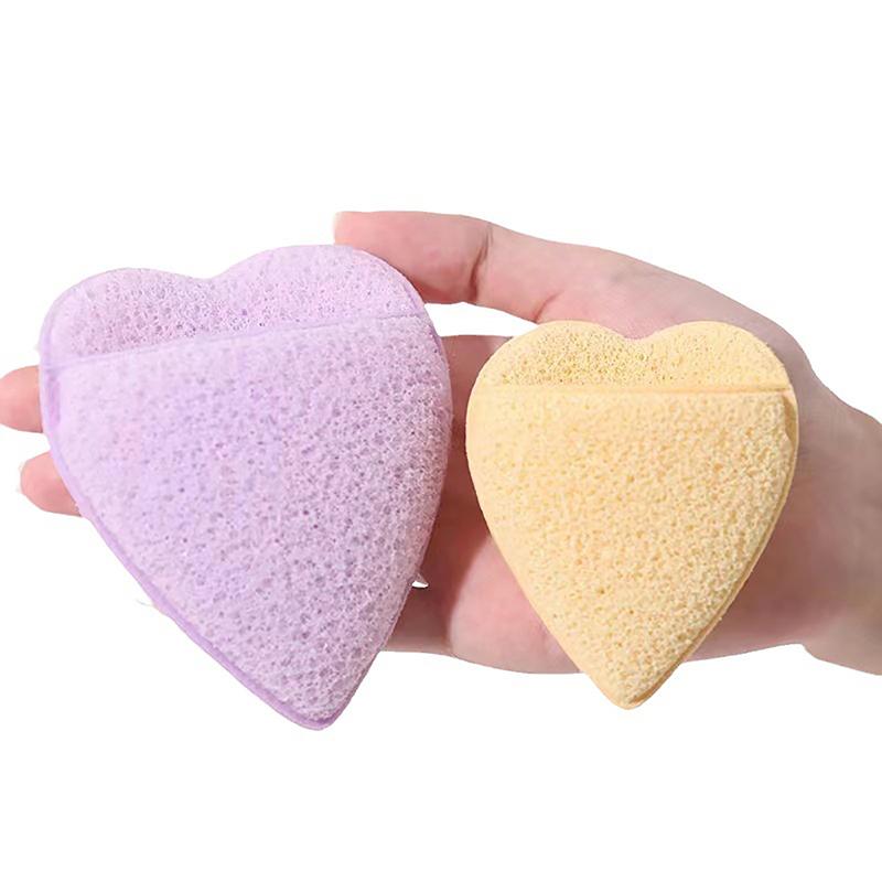 Heart Shape Sponge Facial Deep Cleaning Puff Dust Remove Soft Sponge Exfoliating Face Skin Cleansing Massage Puff Skin Care Tool