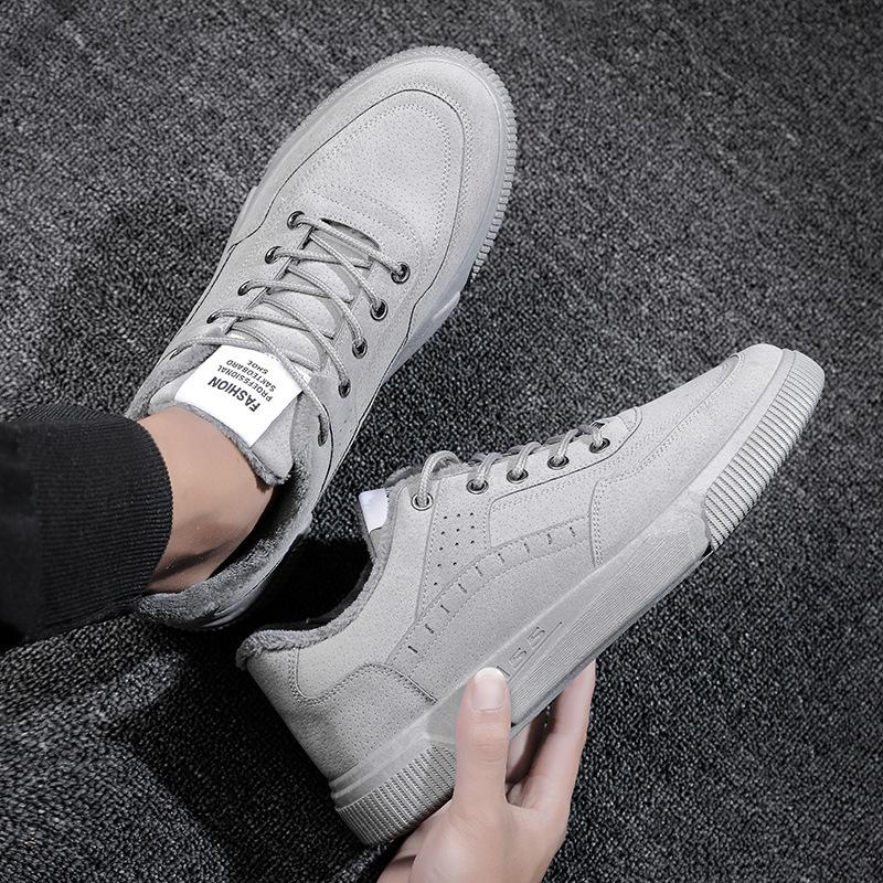 Мода Зимняя мода плюшевые теплые туфли для мужчин корейский тренд хлопок утолщенные мужские роскошные туфли повседневные низкие плоские кроссовки