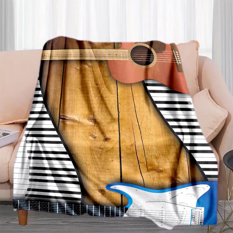 1PC Piano keys music printed blanket, all season lightweight home office outdoor nap multifunctional blanket A18