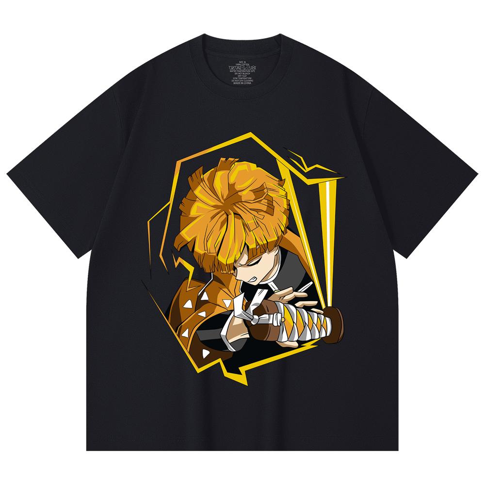 230 Gsm 100% Cotton Demon Slayer V109 Zenitsu Print Unisex Heavy Cotton T Shirt