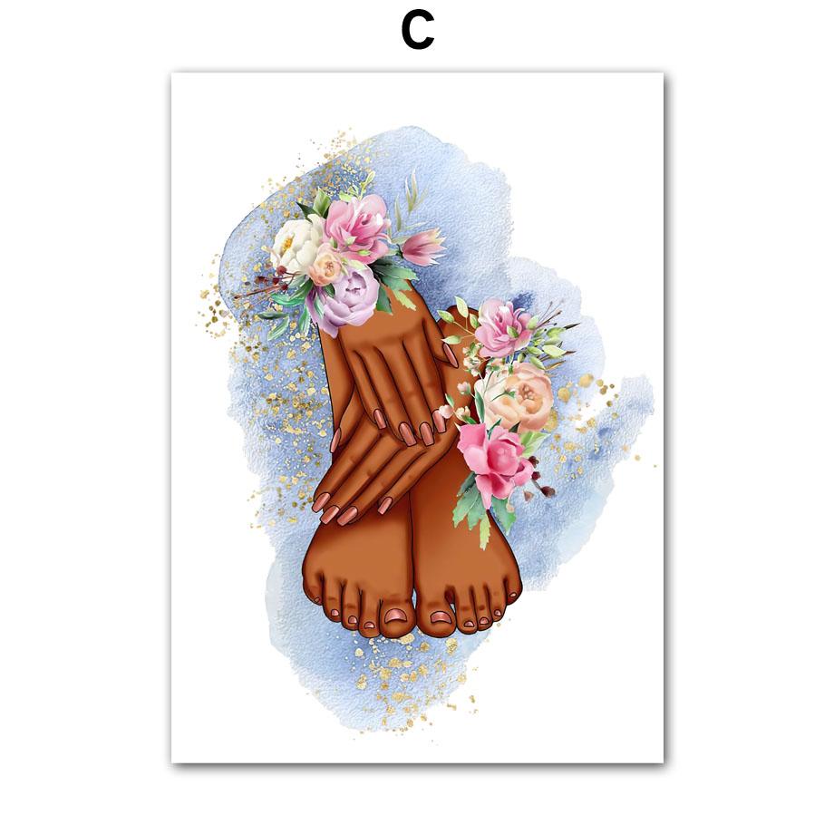 Настенная картина на холсте, цветок, модная девушка, милые руки, лак для ногтей, художественный декор для салона, постер и принт, настенные панно для гостиной