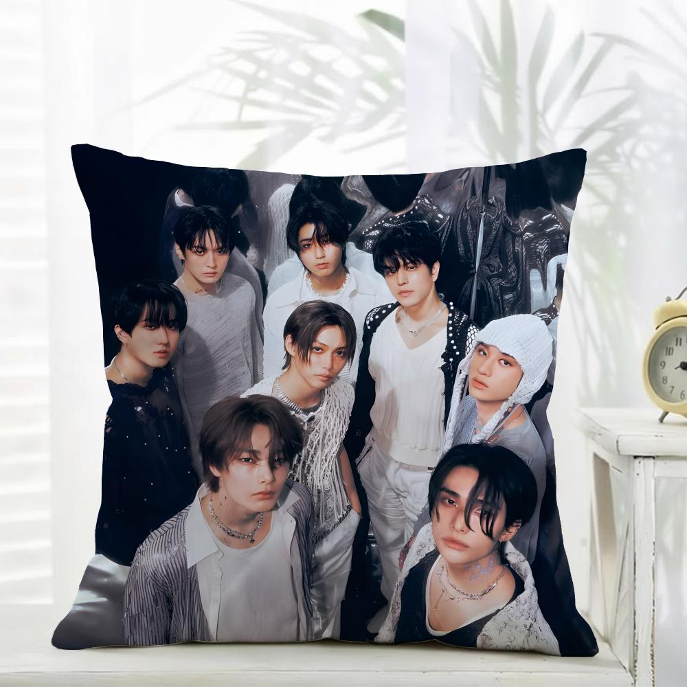 SStray Kids Cushion Cover Daily Washable Linen Pillowcase Soft for Sofa Bed Home Room Decor