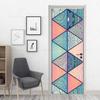 3D Geometric Door Sticker Self-adhseive Vinyl Full Door Wrap Cover Stickers Modern Abstract Geometry Wall Art Mural Decorations
