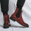 Autumn High-top Pointed Red Leather Boots Plus Size Sleeve Men's Business Shoes British Style Polished Leather Martin Boots