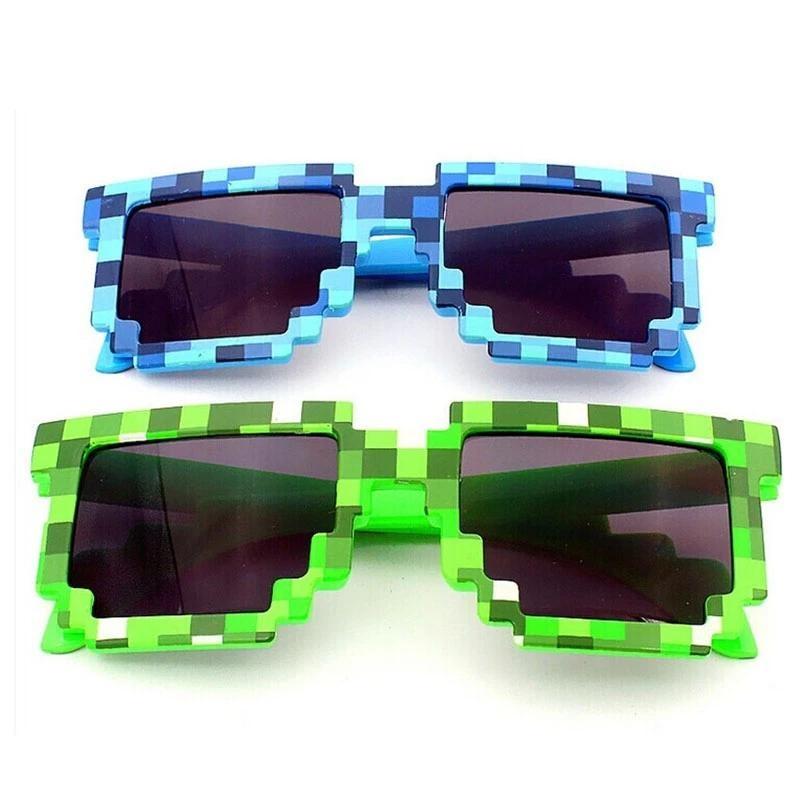 Винтажные очки с героями мультфильмов, новинка, очки для косплея с мозаикой, солнцезащитные очки унисекс с пикселями, модные забавные солнцезащитные очки для взрослых и детей, подарки