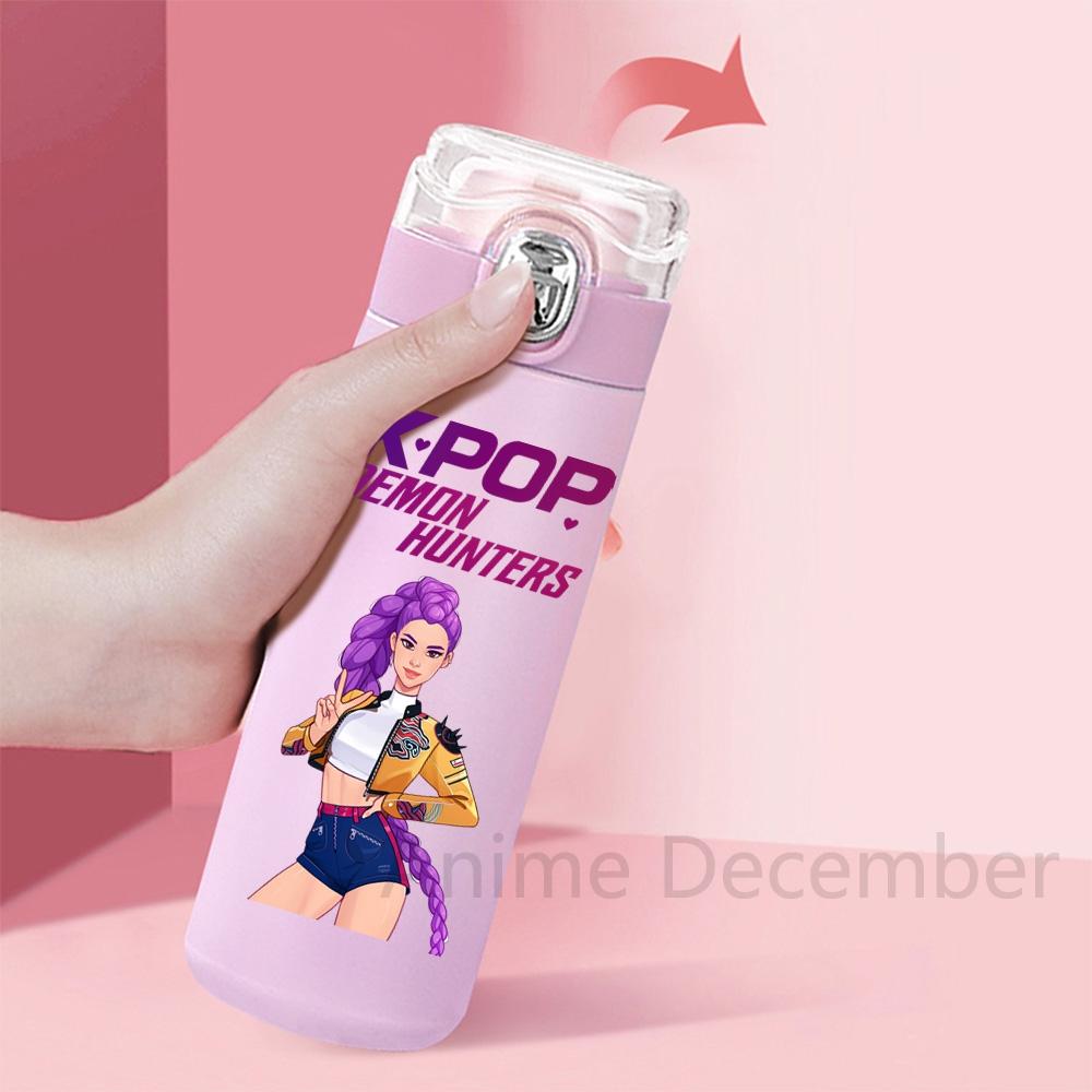 Аниме K-Pop Охотники на демонов Принтованная чашка-термос Портативная из нержавеющей стали 400 мл Бутылка для воды Герметичная Чашка для воды для кемпинга Подарки