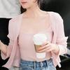 A Gentle and Elegant Pink Knitted Cardigan for Women, A Short Sun-protective Air-conditioned Top