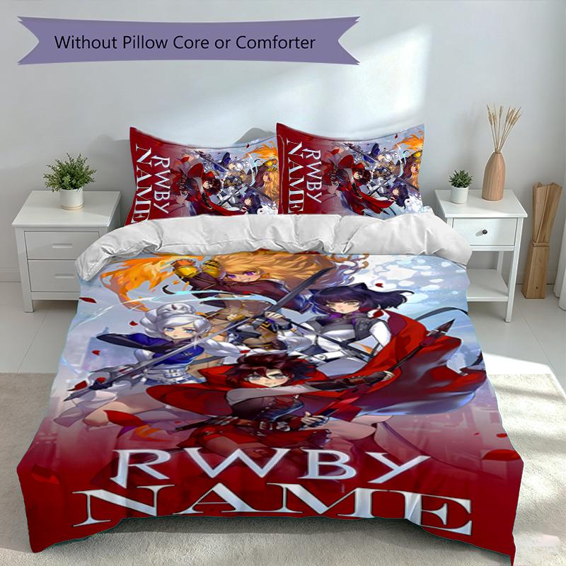 3pcs Custom Name RWBY Volume Bedding Set,Includes 1 Duvet Cover and 2 Pillowcases,All-season Bedroom Decor