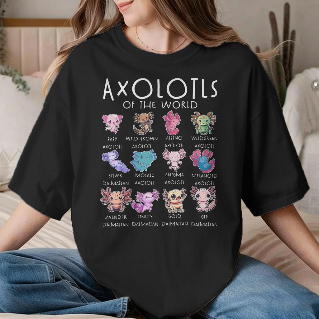 Unisex Unisex Just A Girl Who Loves Axolotls T Shirts Cotton Tops Funny Short Sleeve O Neck Tees Unique TShirts