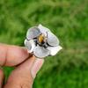 Gift For Women Statement Flower Adjustable Ring 925 Silver Natural TigerS Eye