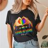Women'S Fashion Love Is Love Pride Print T Shirt Summer Casual Short Sleeve Shirts Plus Size Tops