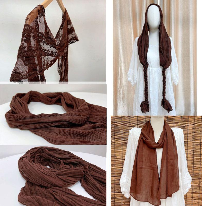 Silk Scarf Women'S Mulberry Silk Solid Color Versatile Summer Scarf Thin Sunscreen Outer Shawl Yarn Brown