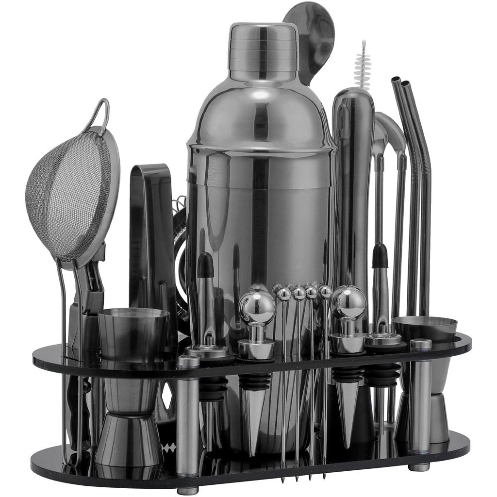 Гальванизированный овальный акриловый набор для бармена из нержавеющей стали, шейкер для приготовления коктейлей, стакан для снега, шейкер, полный барный набор