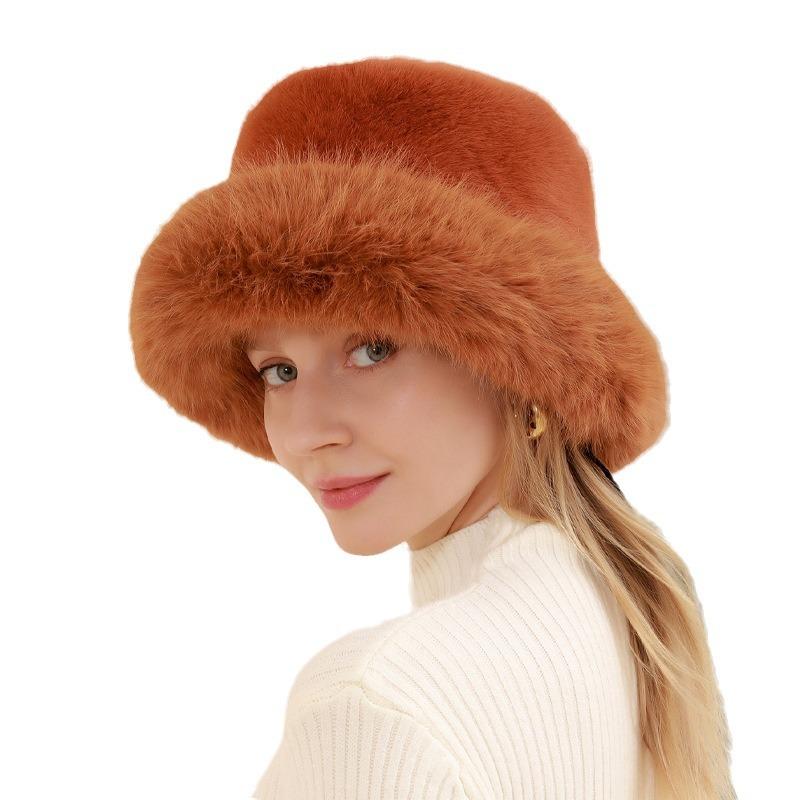 Осенне-зимняя женская шапка из лисьего меха, теплая шляпа-ведро, зимняя уличная модная шапка от холода для волос