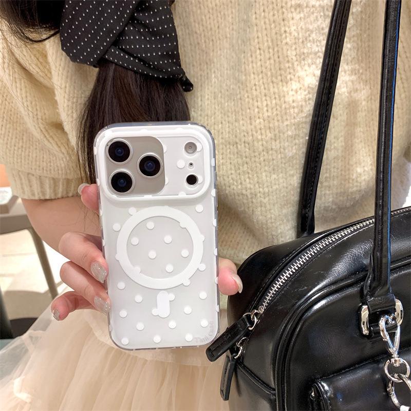 Однотонный чехол для телефона с магнитом и горошком для iPhone 17, Apple 16 Pro Max / 15 / 14