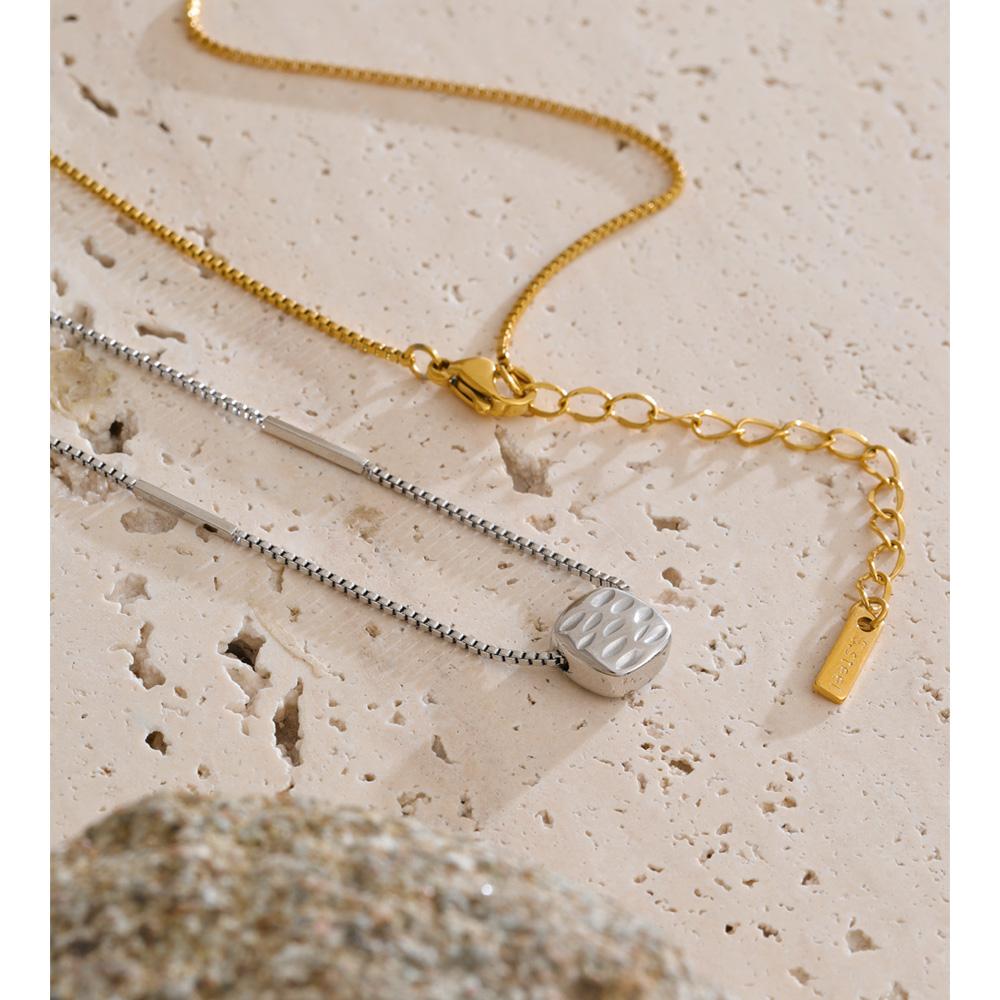 Eetit Waterproof Stainless Steel Removable Casting Square Pendant Necklace Chic Korean Distinctive Charming Jewelry Wholesale