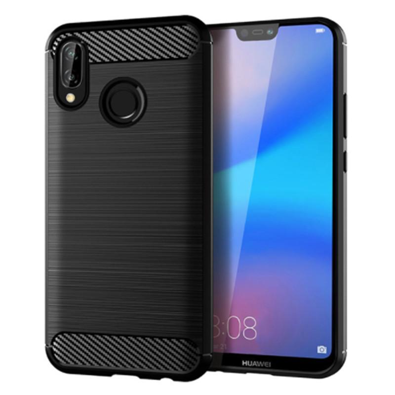 Противоударный силиконовый чехол для Huawei P20 Lite Матовый карбоновый чехол для телефона p20lite Huawei Мягкая задняя крышка