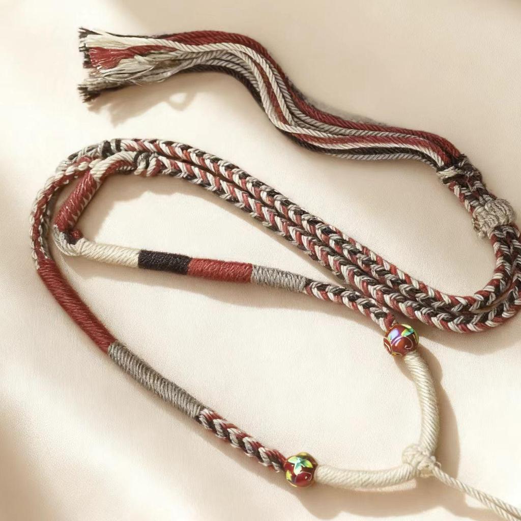 Плетеное вручную восьмижильное ожерелье-подвеска Тханка, амулет Будды на веревке с нефритом из пчелиного воска.